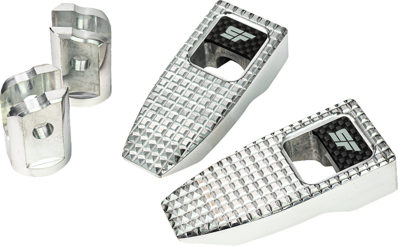 SLYFOX Speed Pegs - Silver Polished - Front SF-903-01-2