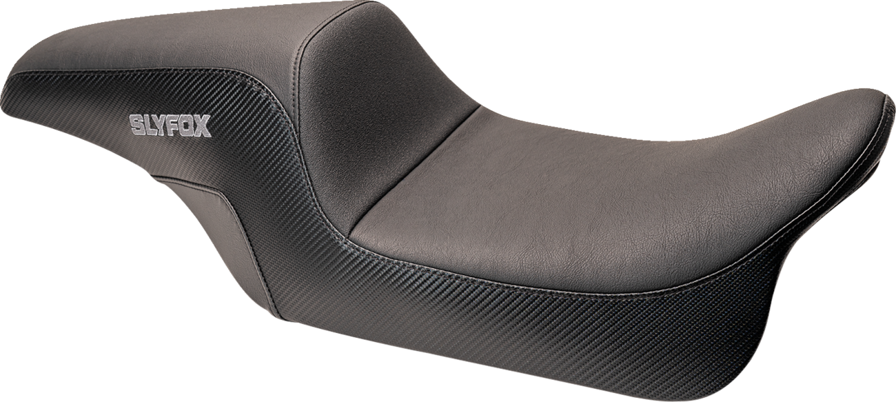 SLYFOX Drifter Seat - Gray Logo - Smooth Vinyl - Carbon Fiber - FL '08-'23 0801-1615