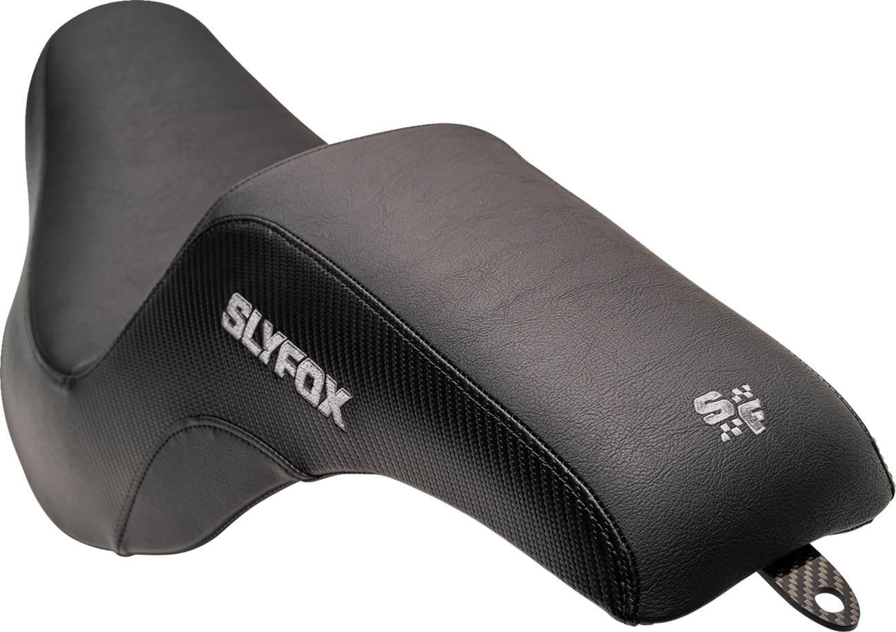 SLYFOX Lowrider Drifter Seat - Gray Logo - Smooth Vinyl - Carbon Fiber - FXLR/FLSB '18-'24 0802-1590