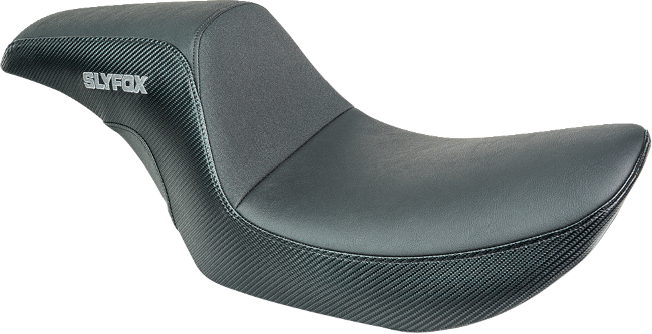 SLYFOX Drifter Seat - Gray Logo - Black Vinyl - Smooth - FXR '82-'00 SlyFox4681B