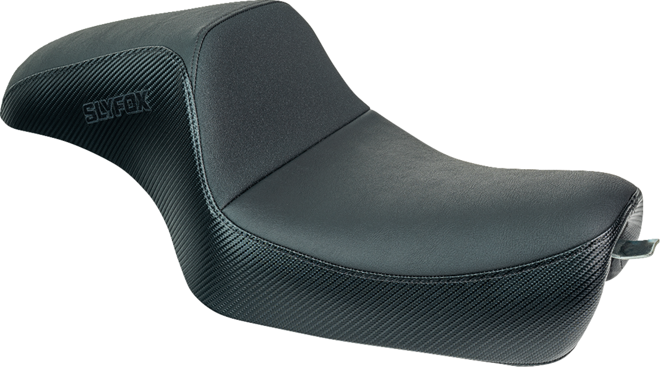 SLYFOX Drifter Seat - Black Logo - Black Vinyl w/ Slipstop - Carbon Fiber - XL '04-'22 4684A-slyfox