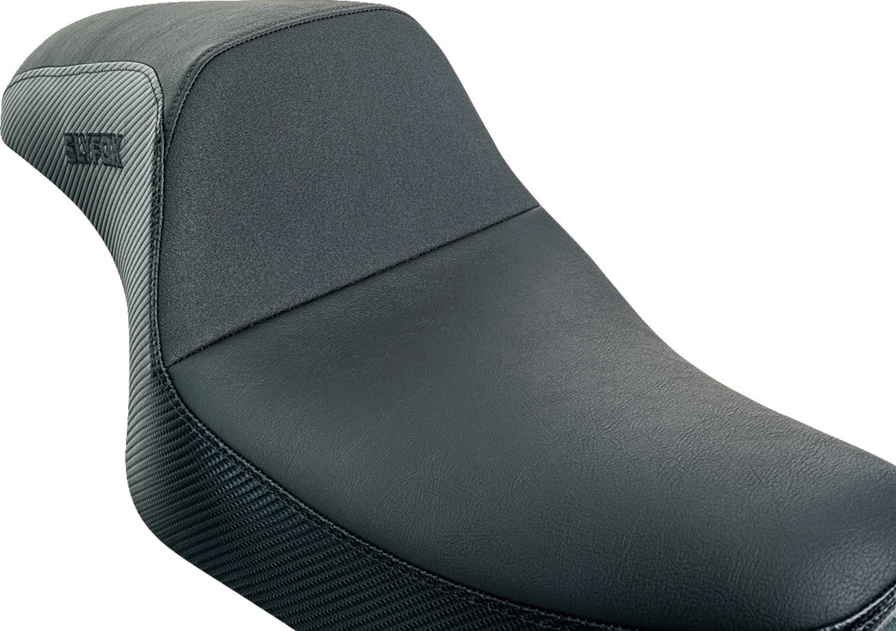 SLYFOX Drifter Seat - Black Logo - Black Vinyl w/ Slipstop - Carbon Fiber - XL '04-'22 4684A-slyfox
