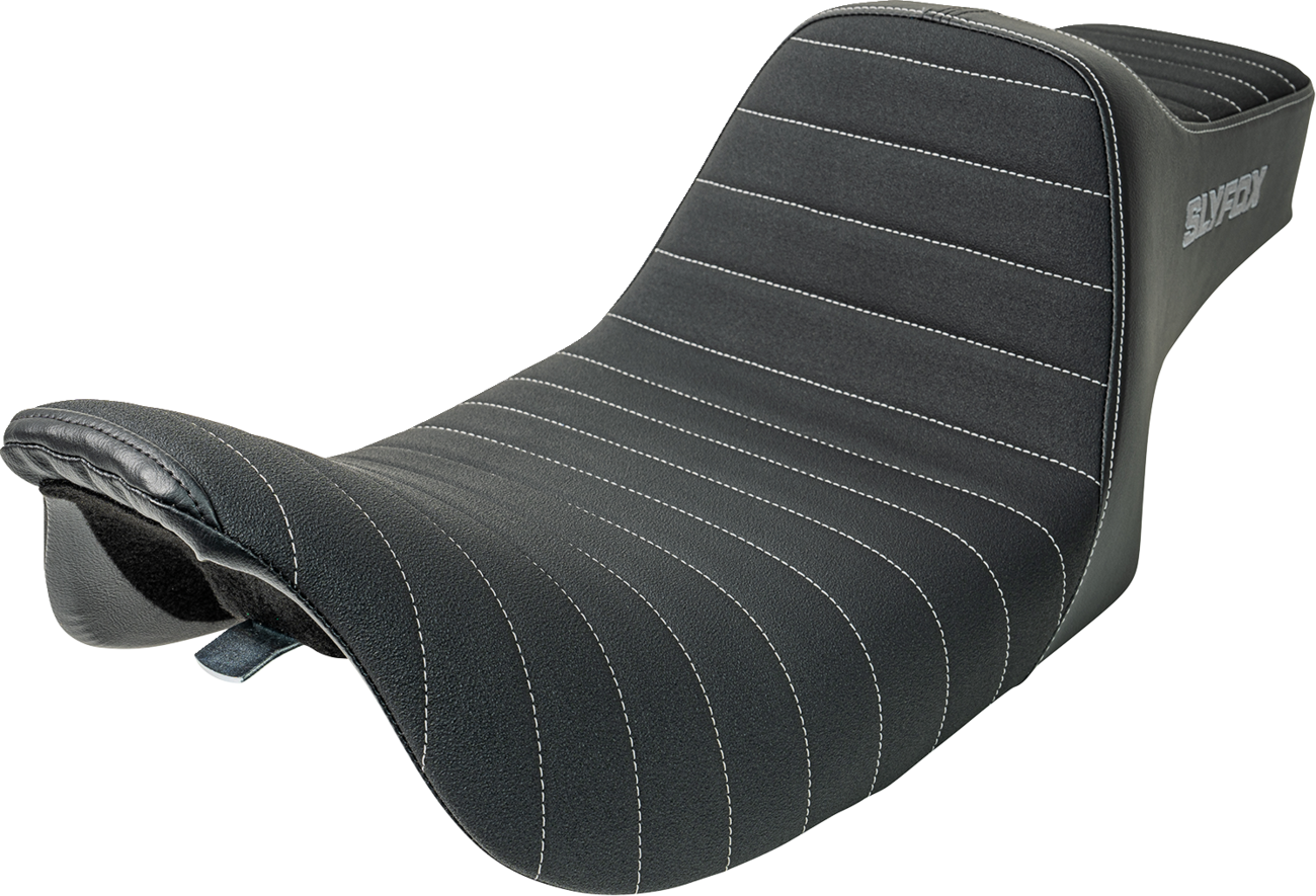 SLYFOX Highnoon Seat - Vinyl - Classic Stitch - Gray Logo - FL '97-'07 4702B-SlyFox