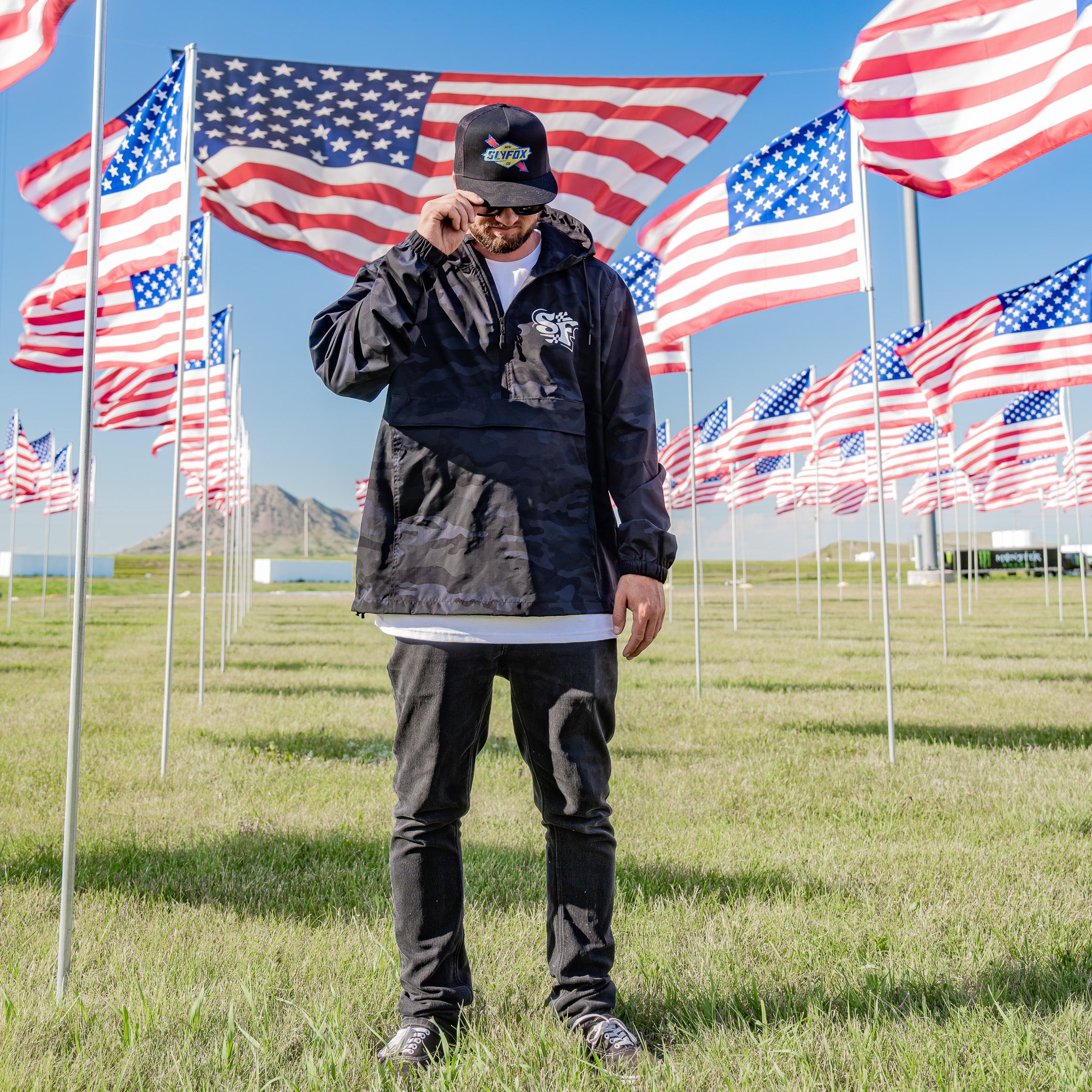 Slyfox "Graffiti Art" Black Camo Rain Jacket
