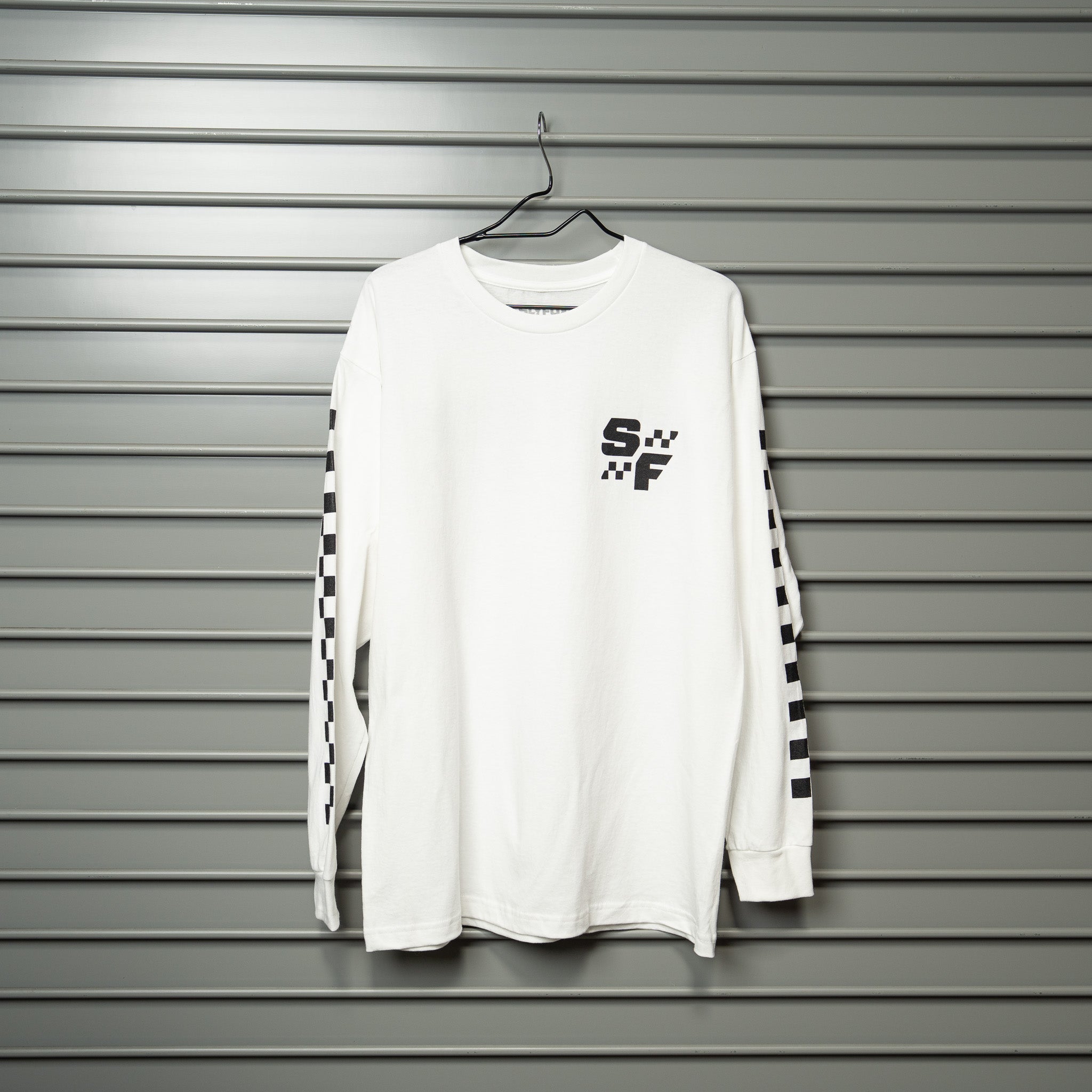 SF White Long Sleeve "Race Crew" T-Shirt