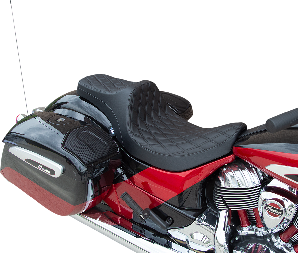 DRAG SPECIALTIES SEATS Predator III Seat - Double Diamond - Black Stitching - Vinyl - Indian '14-'22 0810-2262