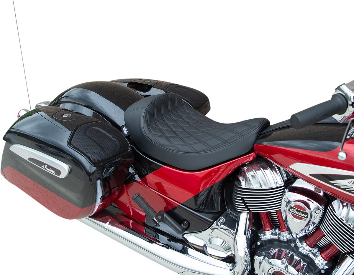DRAG SPECIALTIES SEATS Solo Seat - Double Diamond - Black Stitching - Indian '14-22 0810-2267
