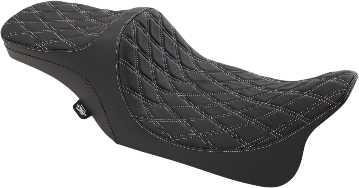 DRAG SPECIALTIES SEATS Predator III 2-Up Seat - Double Diamond - Silver Thread - FL '99-'07 0801-1309