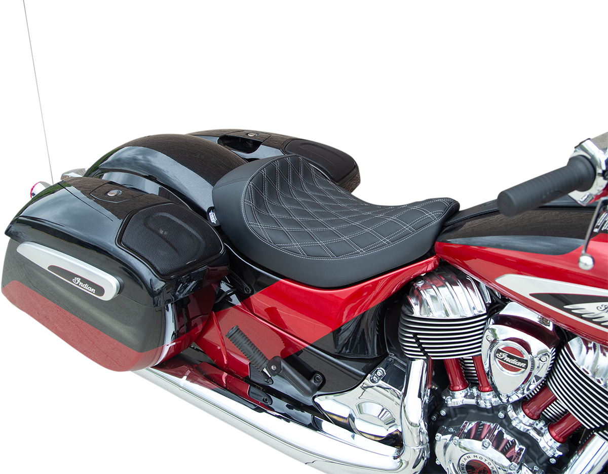 DRAG SPECIALTIES SEATS Solo Seat - Double Diamond - Silver Stitching - Indian '14-'22 0810-2268