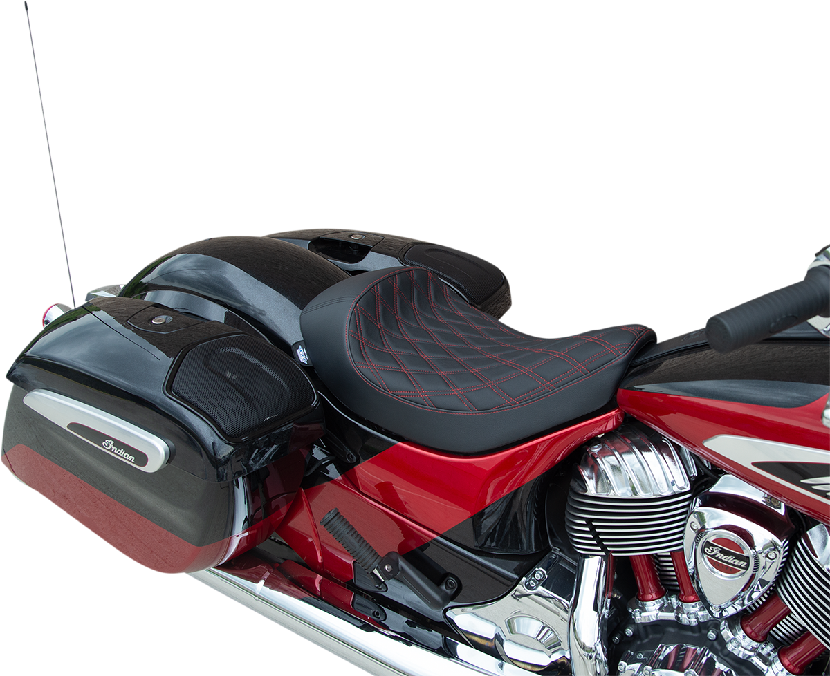 DRAG SPECIALTIES SEATS Solo Seat - Double Diamond - Red Stitching - Indian'14-'22 0810-2269