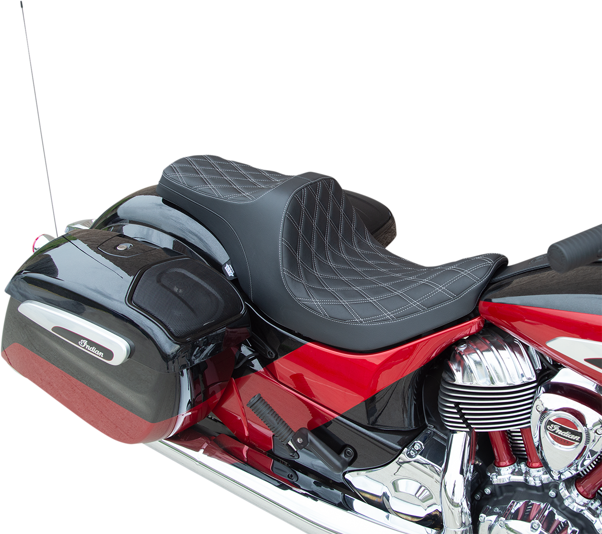 DRAG SPECIALTIES SEATS Predator III Seat - Forward Positioning - Double Diamond - Silver Stitching - Indian '14-'22 0810-2271