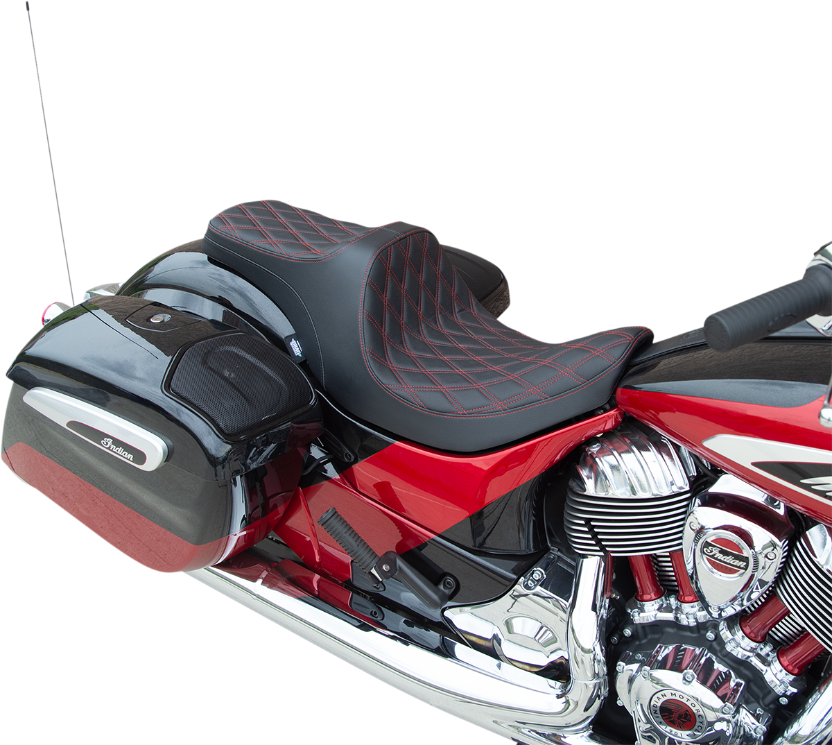 DRAG SPECIALTIES SEATS Predator III Seat - Forward Positioning - Double Diamond - Red Stitching - Indian '14-'22 0810-2272
