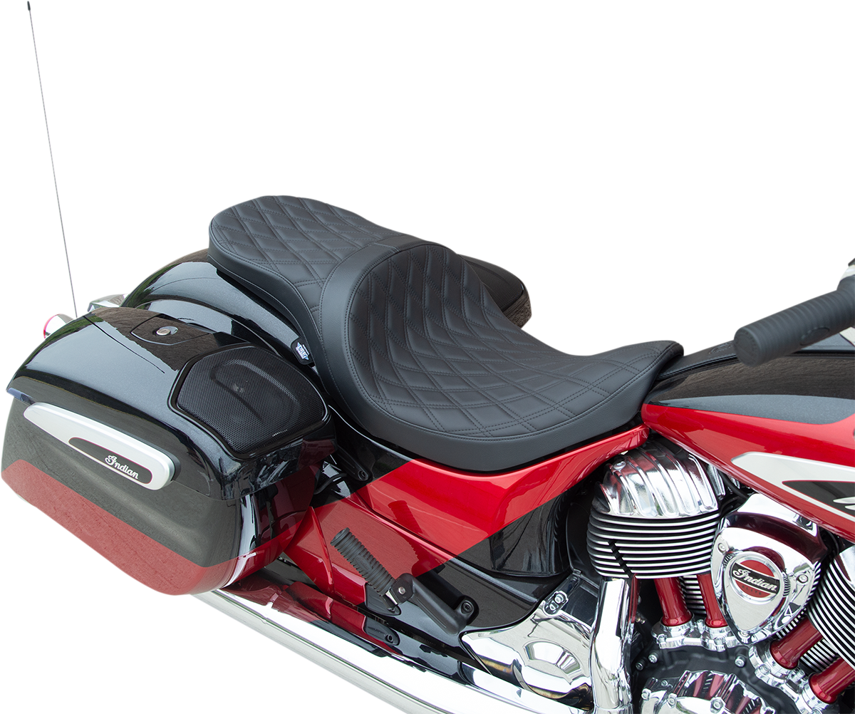 DRAG SPECIALTIES SEATS Low Profile Touring Seat - Double Diamond w/ Black Stitching - Indian '14-'22 0810-2259