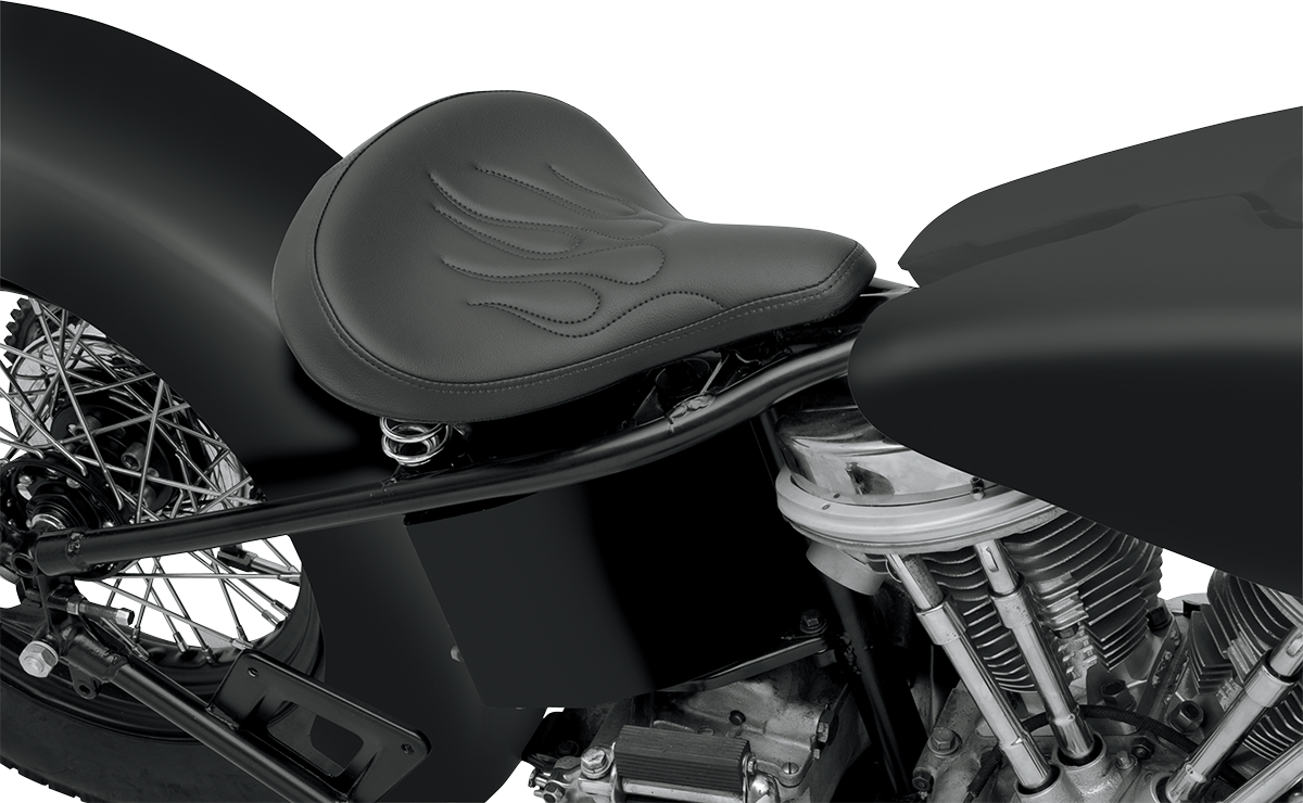 DRAG SPECIALTIES SEATS Seat - Spring Solo - Large - Black Vinyl/Flame Stitched 0806-0051