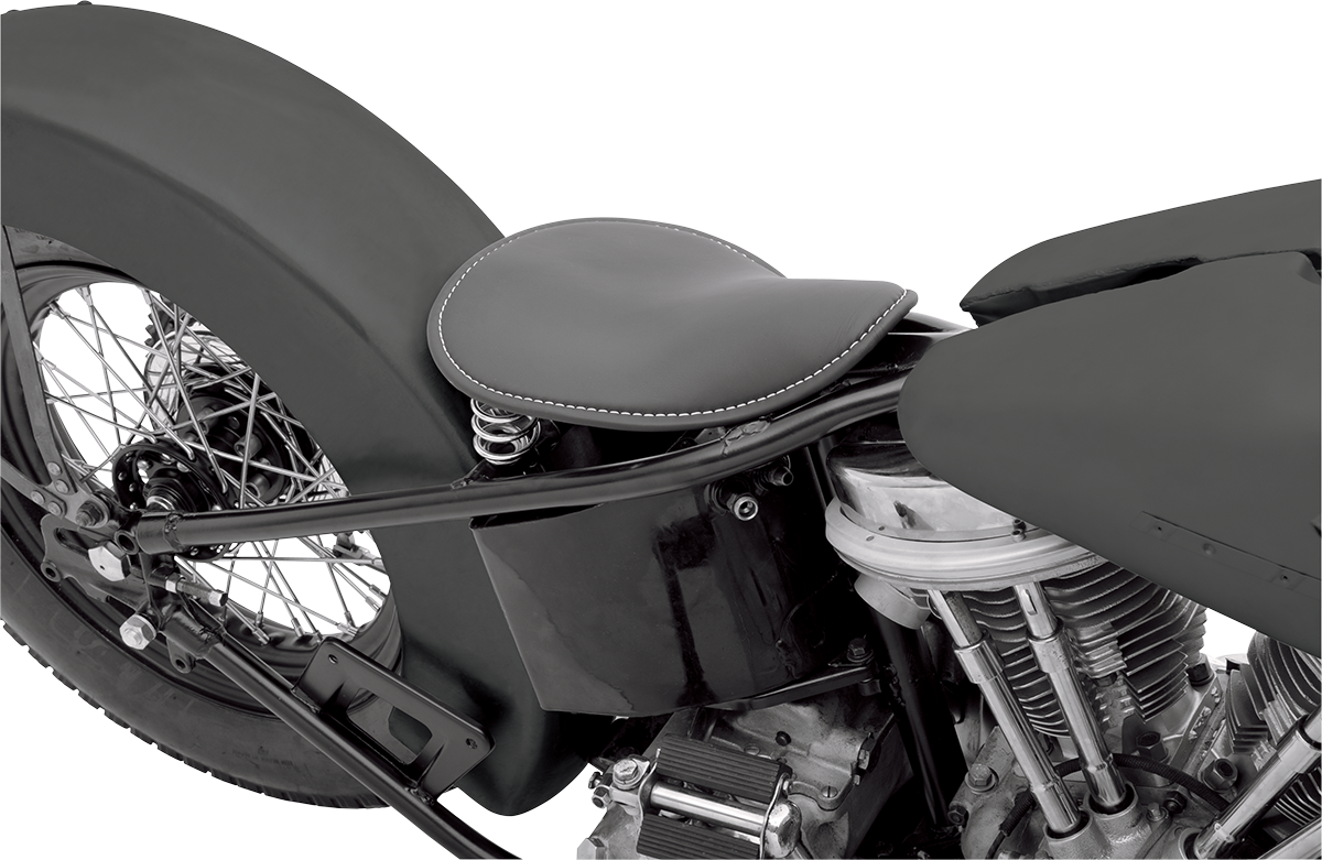 DRAG SPECIALTIES SEATS Seat - Spring Solo - Low-Profile - Black Vinyl/White Stitching 0806-0074