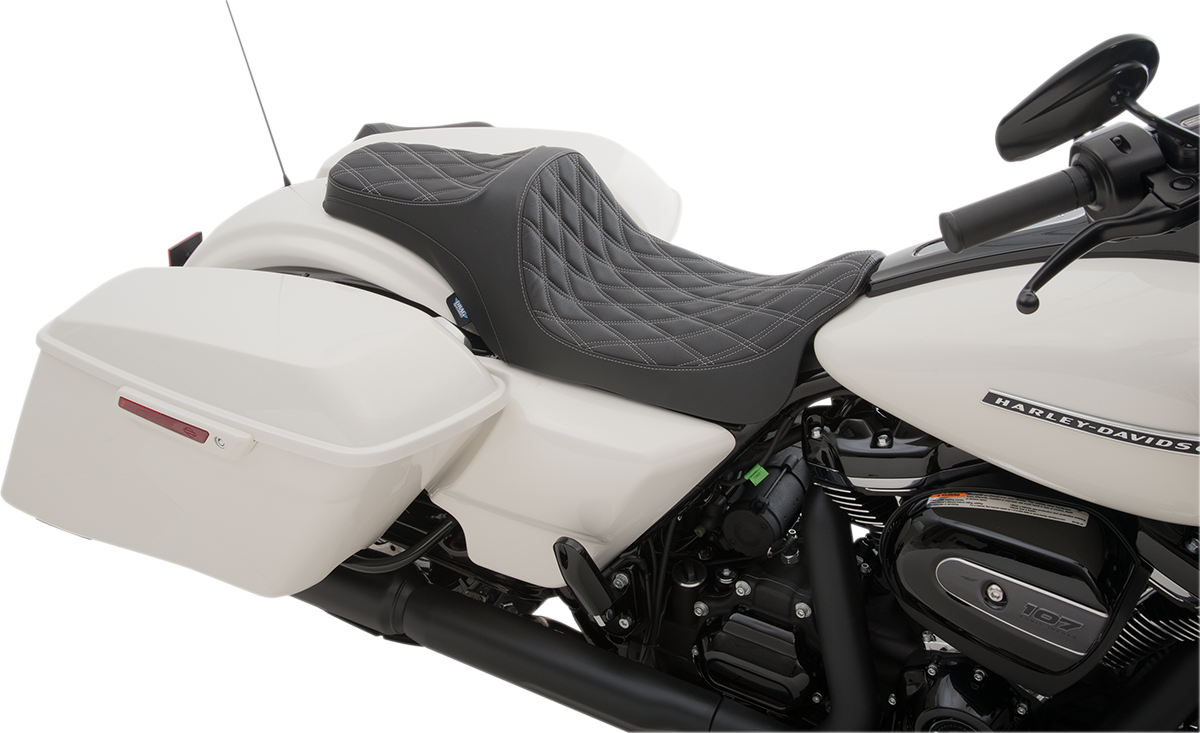 DRAG SPECIALTIES SEATS Predator III Seat - Double Diamond - Silver Stitched - FL '08-'23 0801-1115