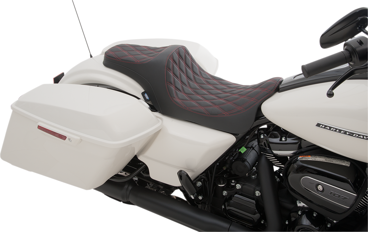 DRAG SPECIALTIES SEATS Predator III Seat - Double Diamond - Red Stitched - FL '08-'23 0801-1116