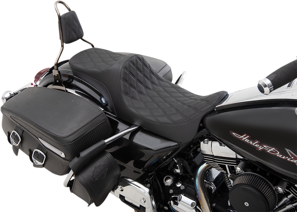 DRAG SPECIALTIES SEATS Predator III 2-Up Seat - Double Diamond - Black Thread - FL '08-'23 0801-1304