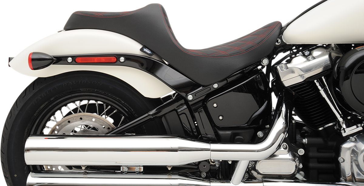 DRAG SPECIALTIES SEATS Predator III Seat - Double Diamond - Red Stitching - FL/FX '18-'23 0802-1147