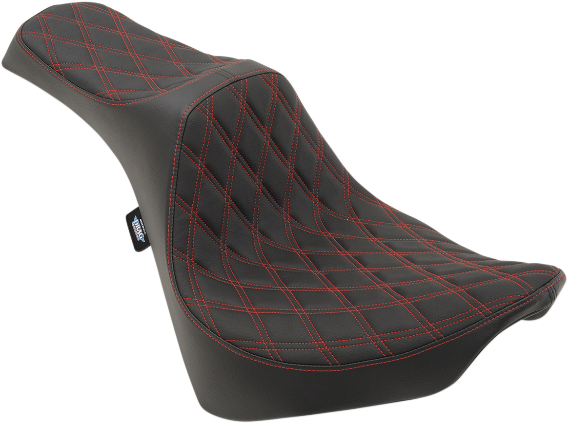 DRAG SPECIALTIES SEATS Predator III Seat - Double Diamond - Red Stitching - FL/FX '18-'23 0802-1147