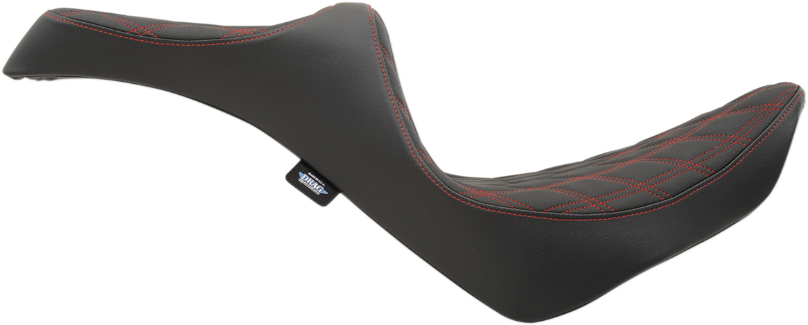 DRAG SPECIALTIES SEATS Predator III Seat - Double Diamond - Red Stitching - FL/FX '18-'23 0802-1147