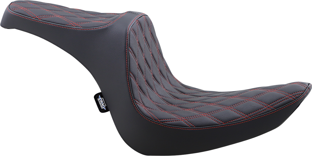 DRAG SPECIALTIES SEATS Predator III 2-Up Seat - Vinyl - Double Diamond - Red Stitching - Softail '06-'17 08021440