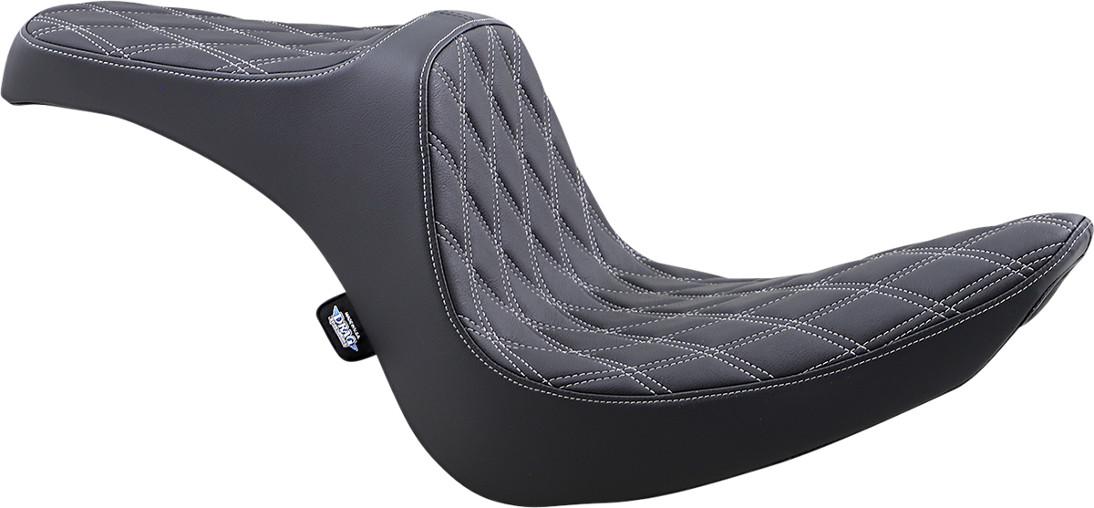 DRAG SPECIALTIES SEATS Predator III 2-Up Seat - Vinyl - Double Diamond - Silver Stitching - Softail '06-'17 08021439