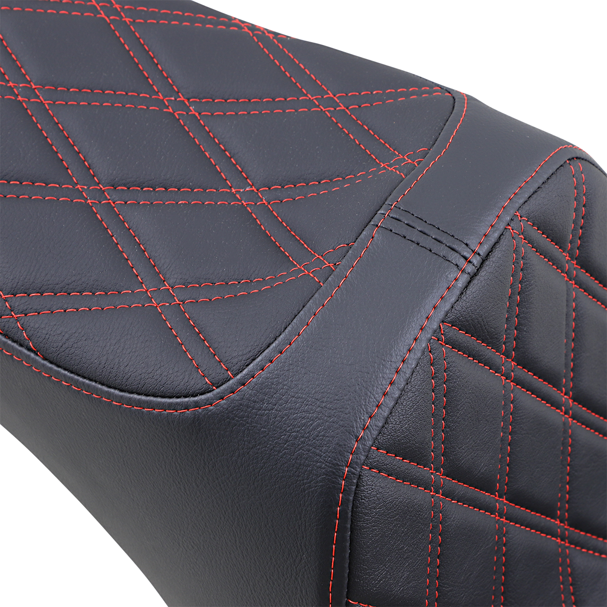 DRAG SPECIALTIES SEATS Predator III 2-Up Seat - Vinyl - Double Diamond - Red Stitching - Softail '06-'17 08021440