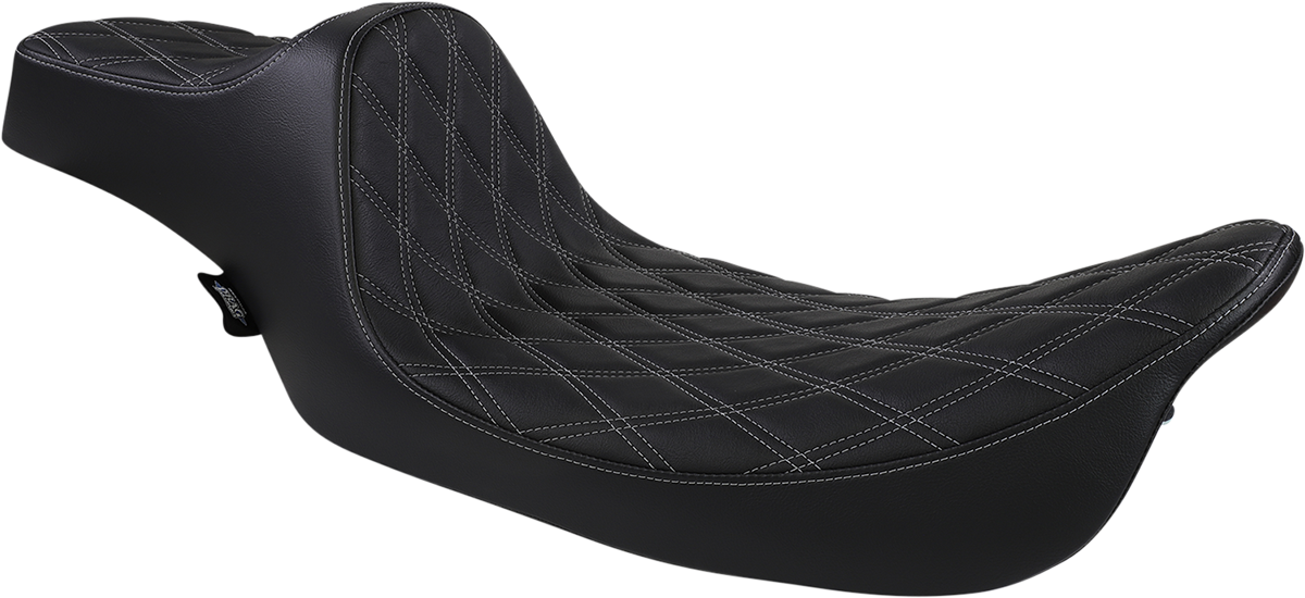 DRAG SPECIALTIES SEATS Extended Reach Predator III Seat - Double Diamond - Black w/ Silver Stitching - FL '99-'07 08011370