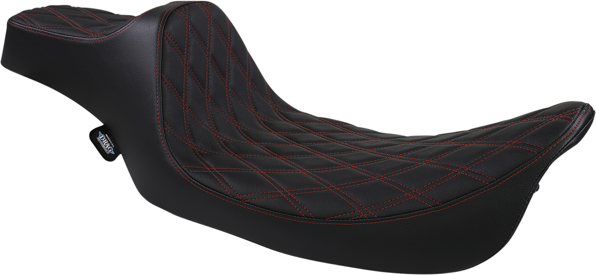 DRAG SPECIALTIES SEATS Extended Reach Predator III Seat - Double Diamond - Black w/ Red Stitching - FL '99-'07 08011371