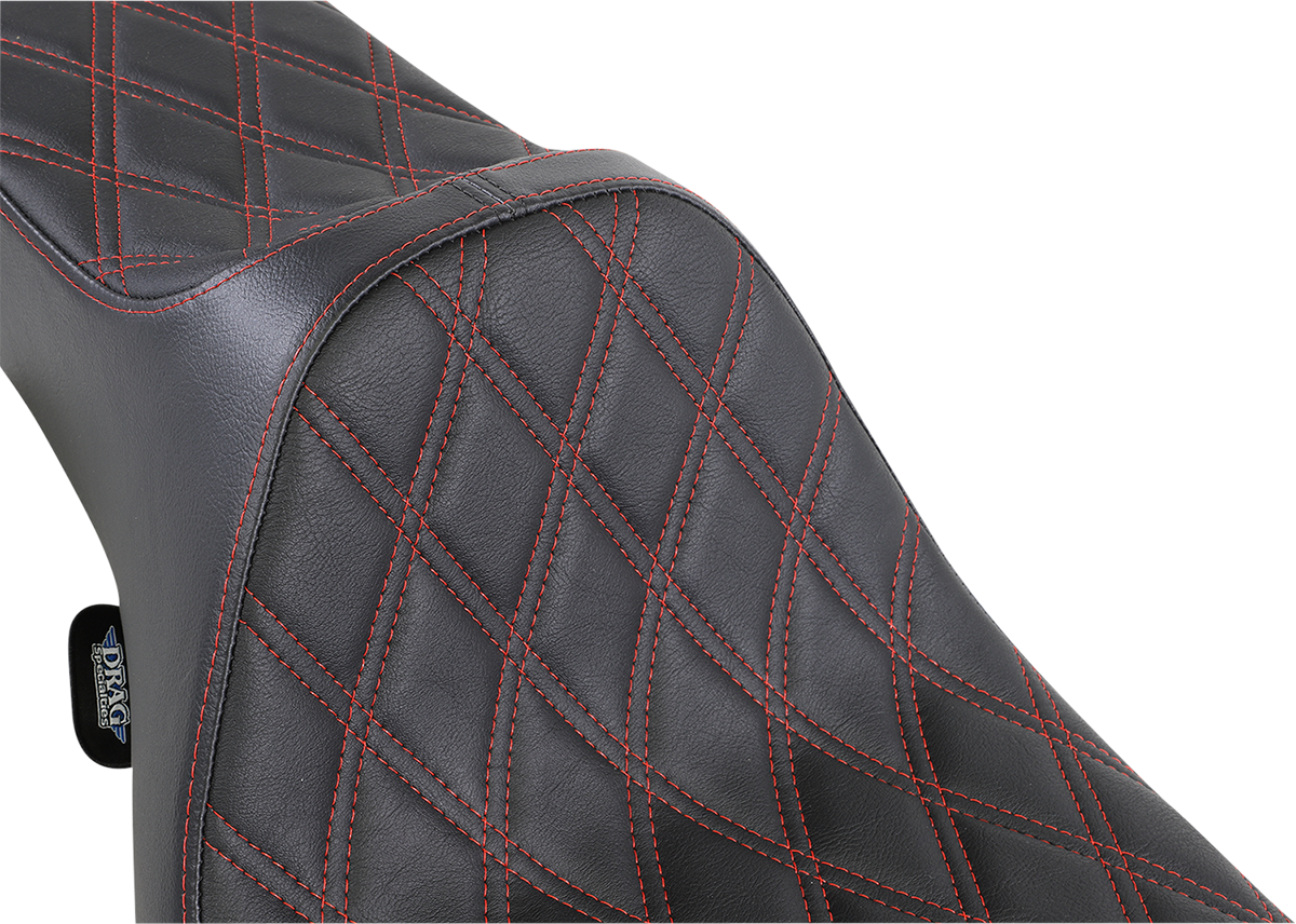 DRAG SPECIALTIES SEATS Extended Reach Predator III Seat - Double Diamond - Black w/ Red Stitching - FL '99-'07 08011371
