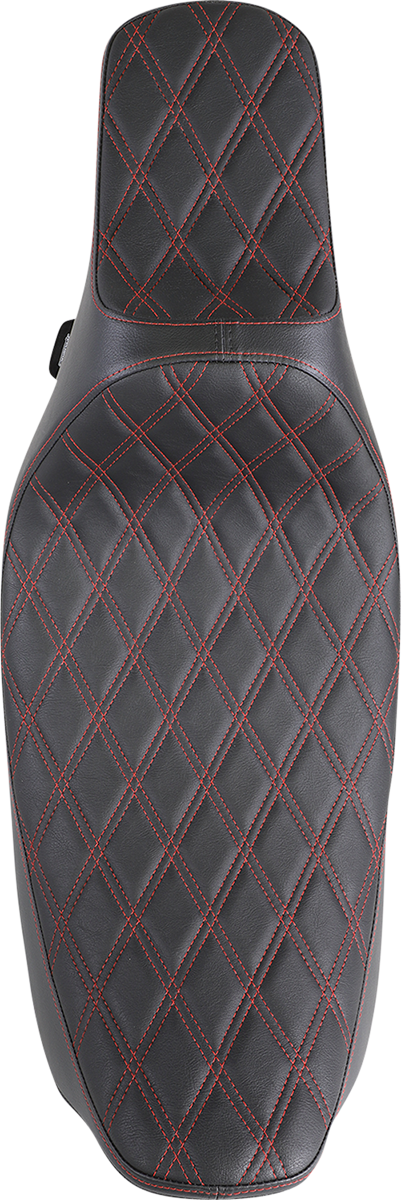 DRAG SPECIALTIES SEATS Extended Reach Predator III Seat - Double Diamond - Black w/ Red Stitching - FL '99-'07 08011371