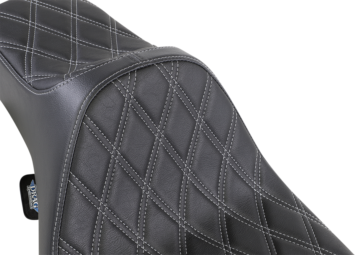 DRAG SPECIALTIES SEATS Extended Reach Predator III Seat - Double Diamond - Black w/ Silver Stitching - FL '99-'07 08011370
