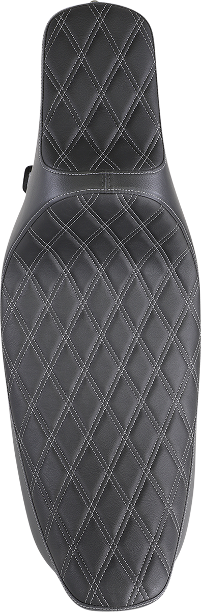 DRAG SPECIALTIES SEATS Extended Reach Predator III Seat - Double Diamond - Black w/ Silver Stitching - FL '99-'07 08011370