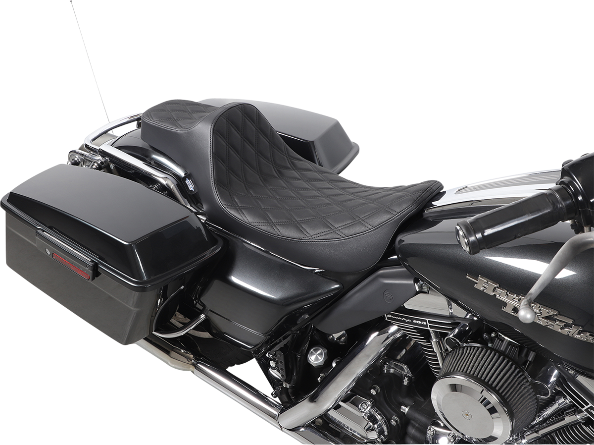 DRAG SPECIALTIES SEATS Extended Reach Predator III Seat - Double Diamond - Black Stitching - FL '99-'07 08011369