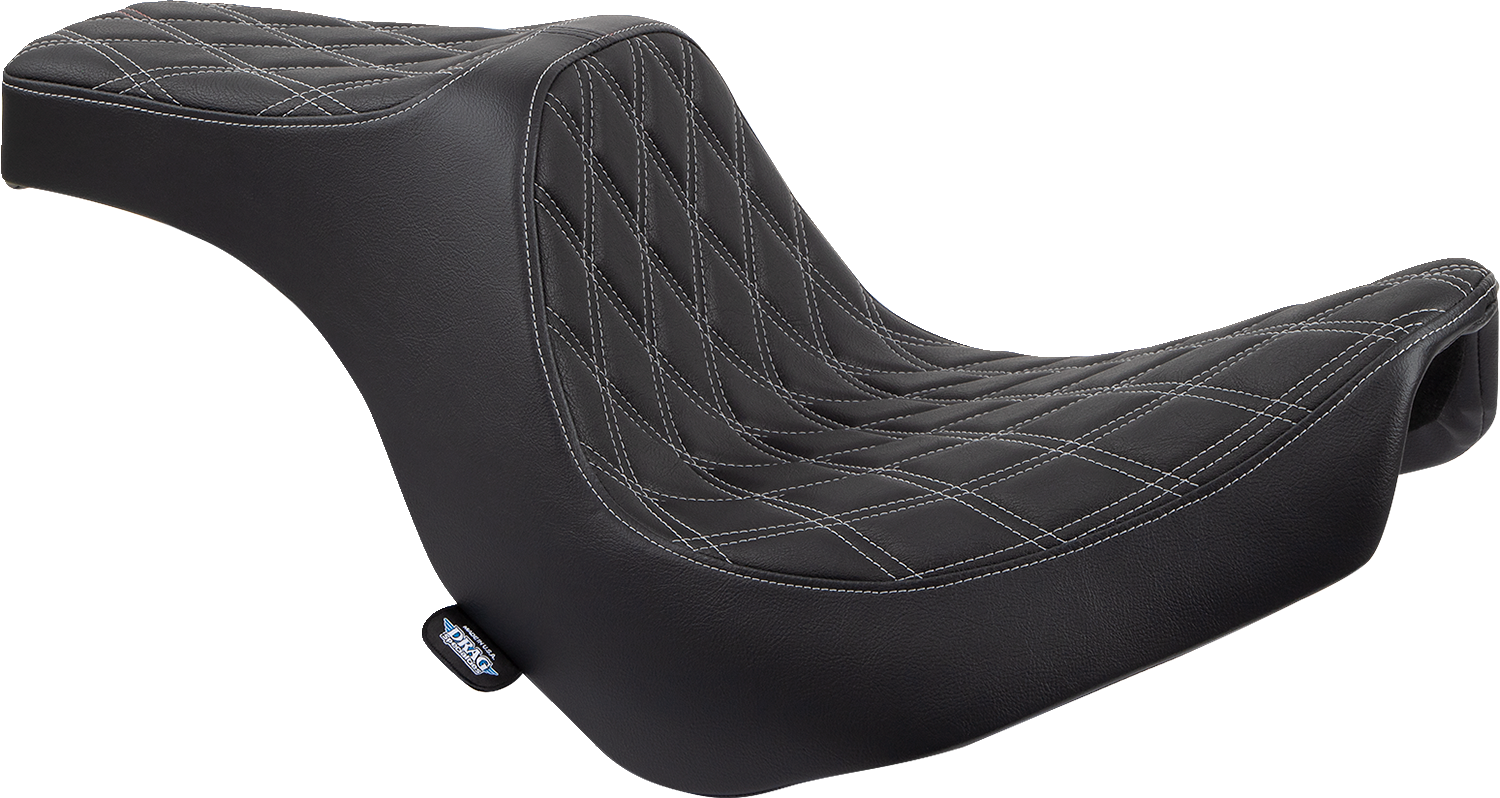 DRAG SPECIALTIES SEATS Predator III 2-Up Seat - Vinyl - Double Diamond - Silver Stitching - FL/FX '18-'24 0802-1493