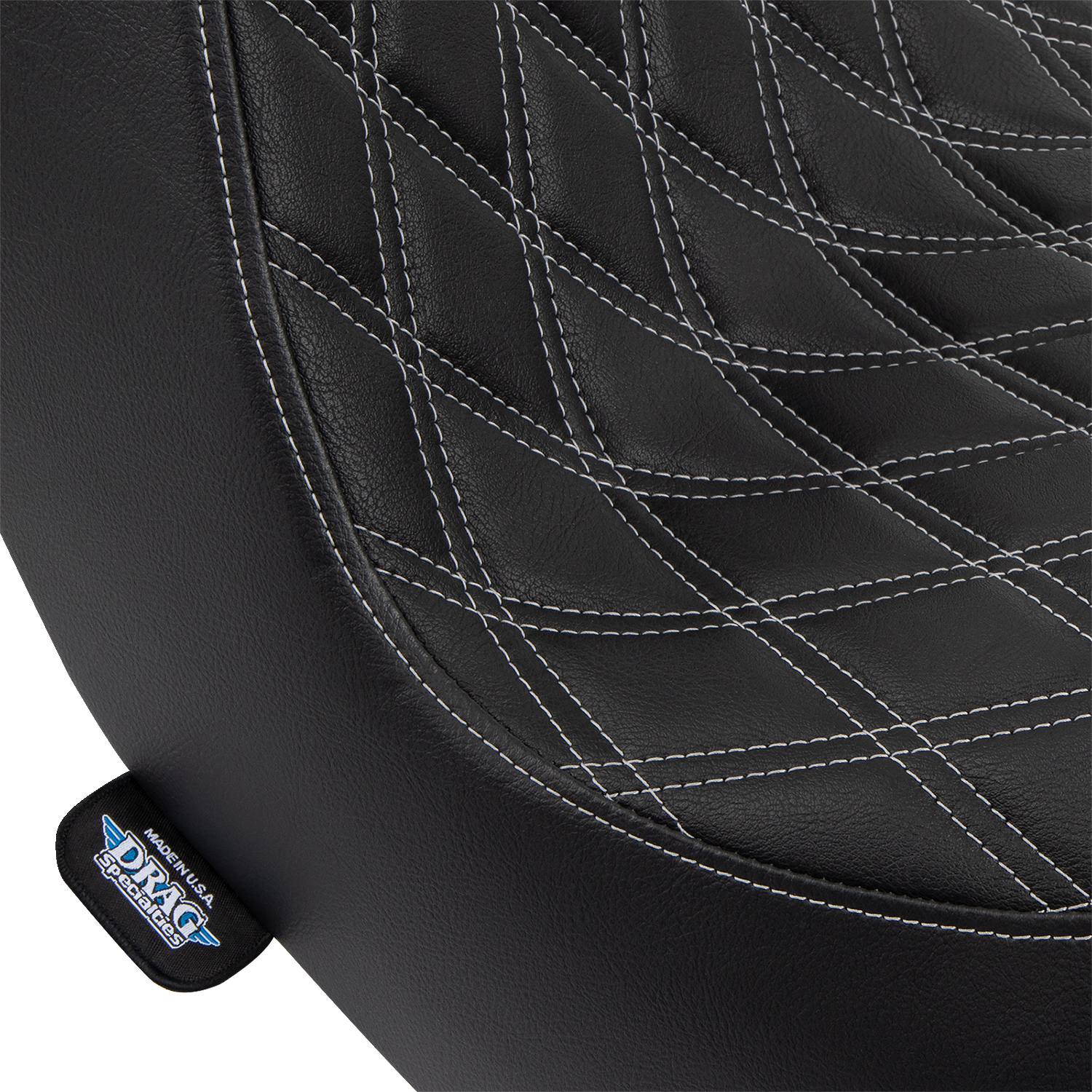 DRAG SPECIALTIES SEATS Predator III 2-Up Seat - Vinyl - Double Diamond - Silver Stitching - FL/FX '18-'24 0802-1493