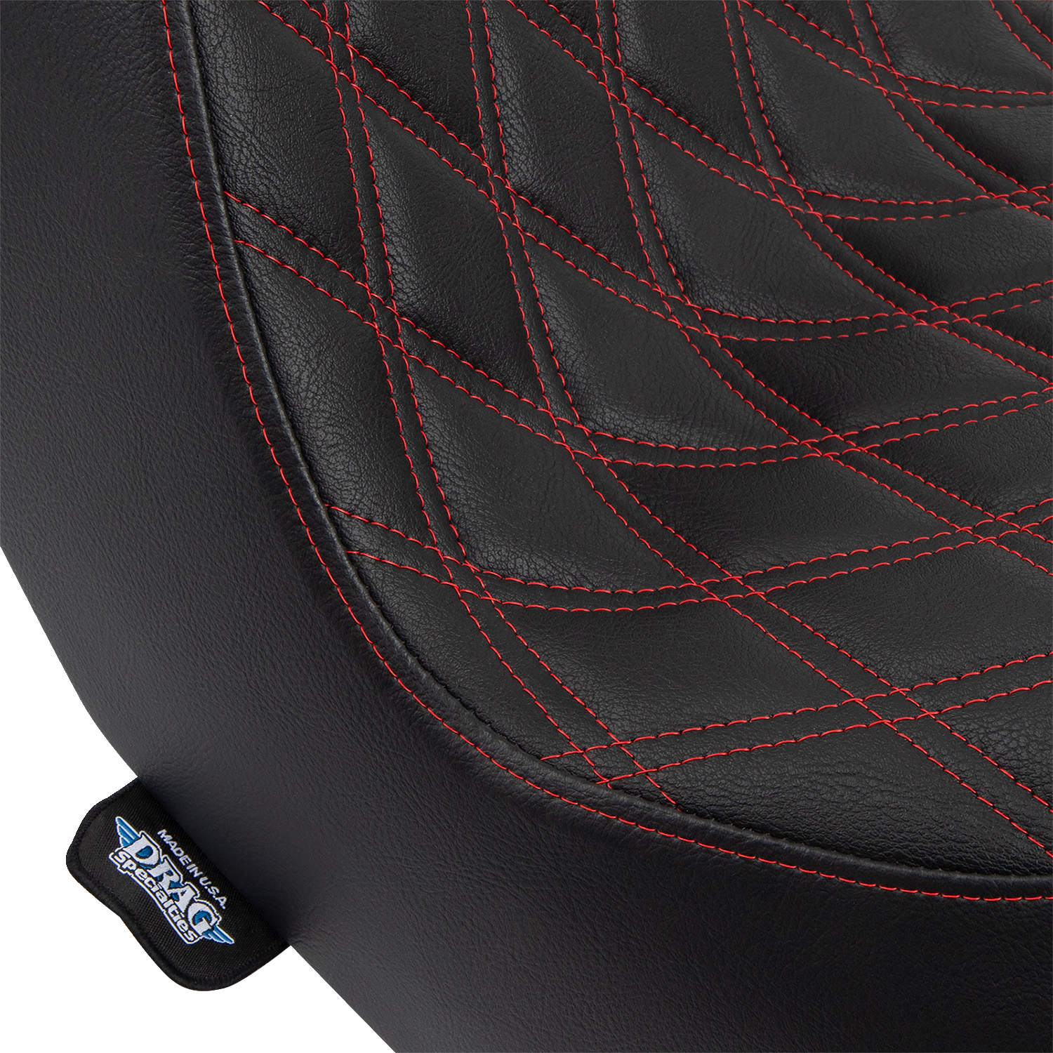 DRAG SPECIALTIES SEATS Predator III 2-Up Seat - Vinyl - Double Diamond - Red Stitching - FL/FX '18-'24 0802-1492