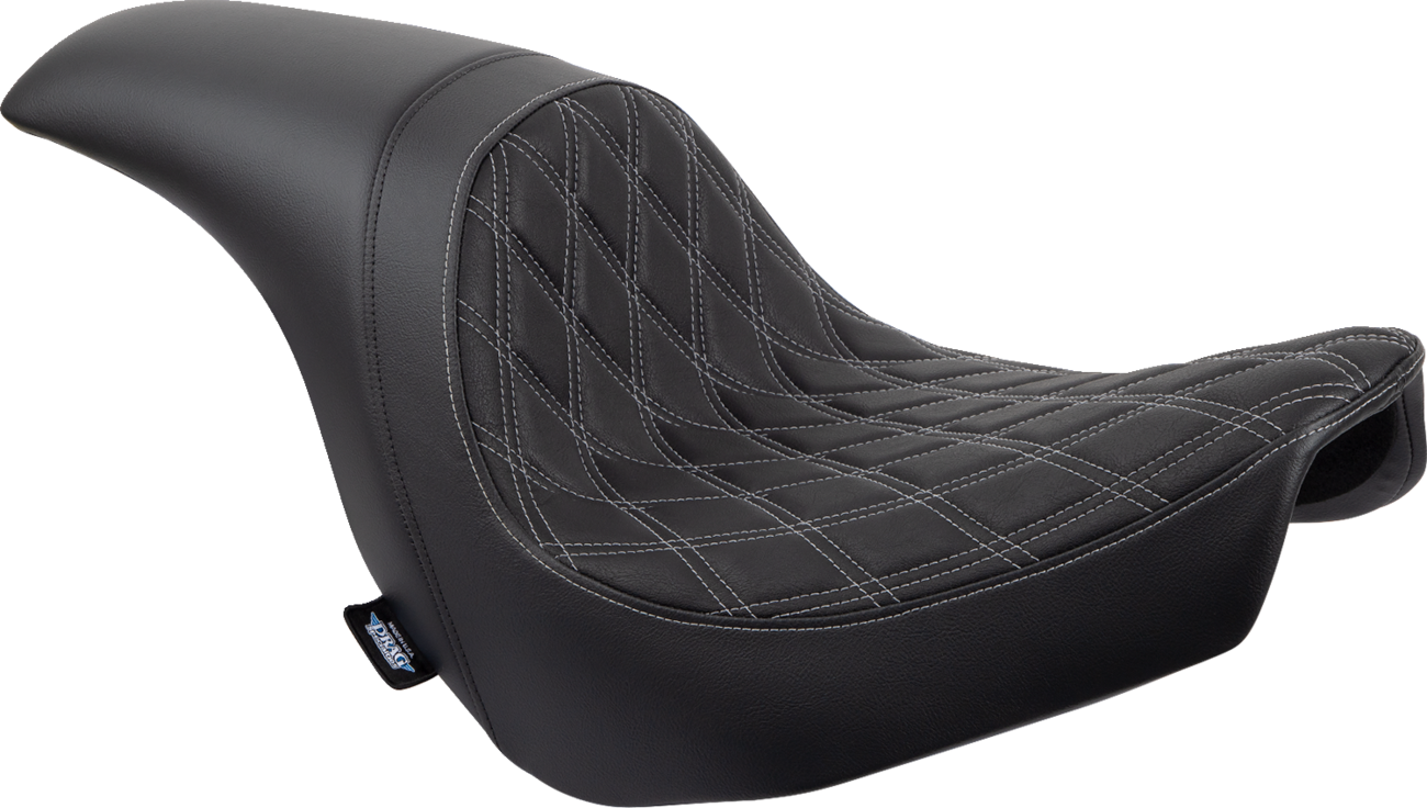 DRAG SPECIALTIES SEATS Predator Seat - Double Diamond w/ Silver Sitching - Vinyl - FLSB/FXLR '18-'23 0802-1518