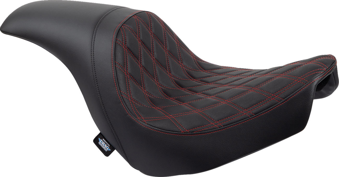DRAG SPECIALTIES SEATS Predator Seat - Double Diamond w/ Red Sitching - Vinyl - FLSB/FXLR '18-'23 0802-1519