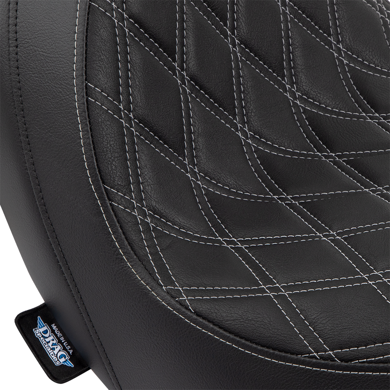 DRAG SPECIALTIES SEATS Predator Seat - Double Diamond w/ Silver Sitching - Vinyl - FLSB/FXLR '18-'23 0802-1518