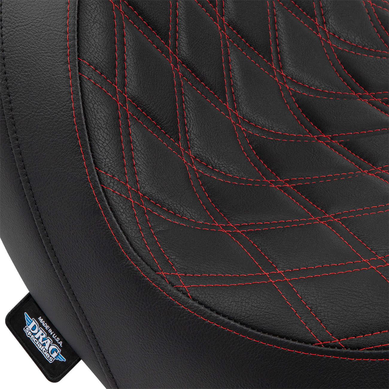 DRAG SPECIALTIES SEATS Predator Seat - Double Diamond w/ Red Sitching - Vinyl - FLSB/FXLR '18-'23 0802-1519