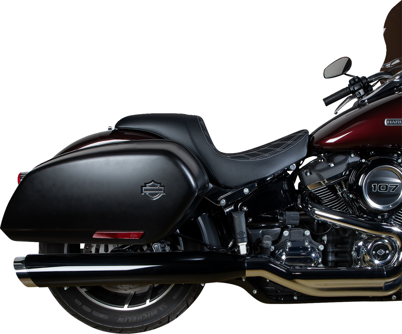 DRAG SPECIALTIES SEATS Predator Seat - Double Diamond w/ Silver Sitching - Vinyl - FLSB/FXLR '18-'23 0802-1518