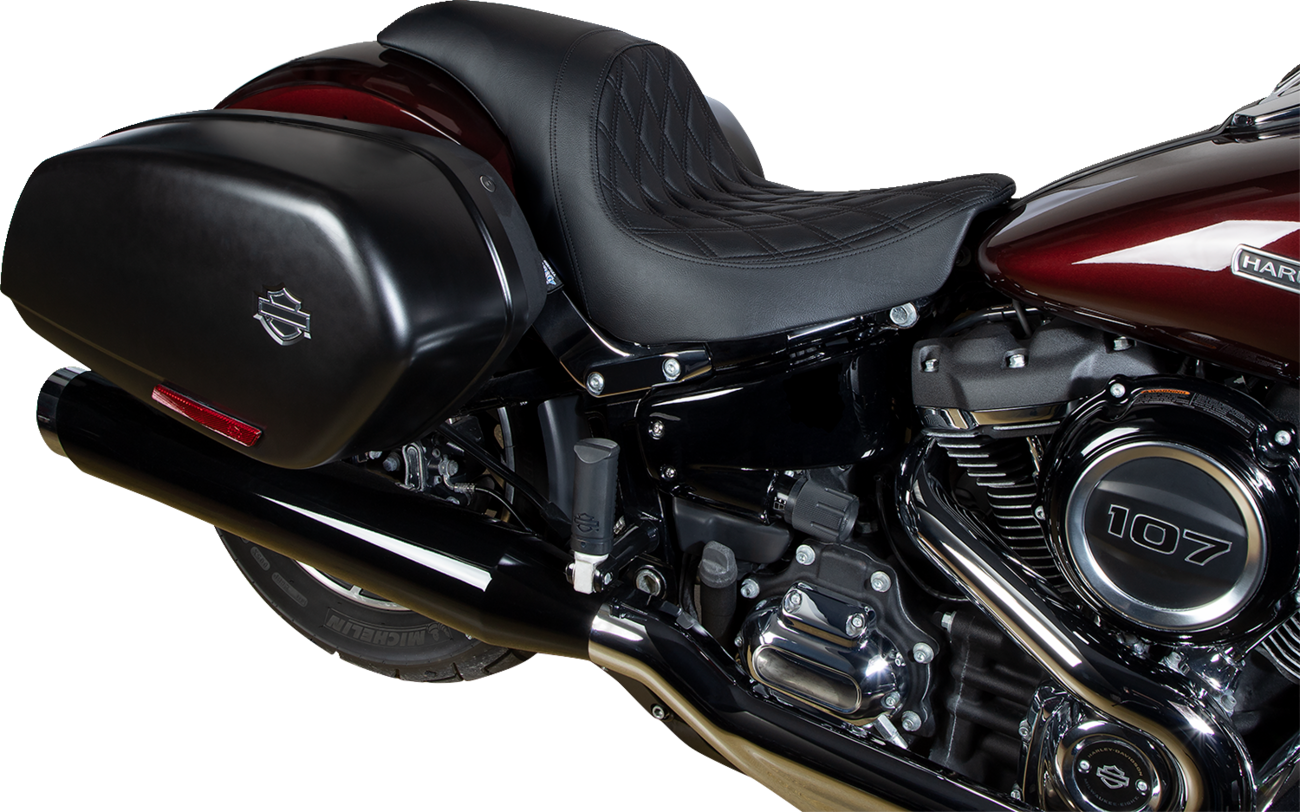 DRAG SPECIALTIES SEATS Predator Seat - Double Diamond w/ Black Sitching - Vinyl - FLSB/FXLR '18-'23 0802-1517