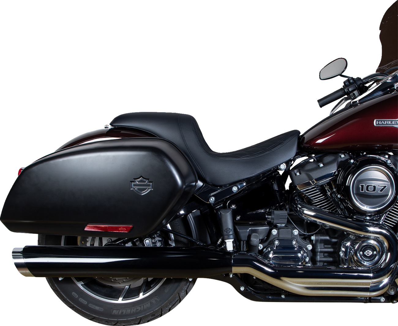DRAG SPECIALTIES SEATS Predator Seat - Double Diamond w/ Black Sitching - Vinyl - FLSB/FXLR '18-'23 0802-1517
