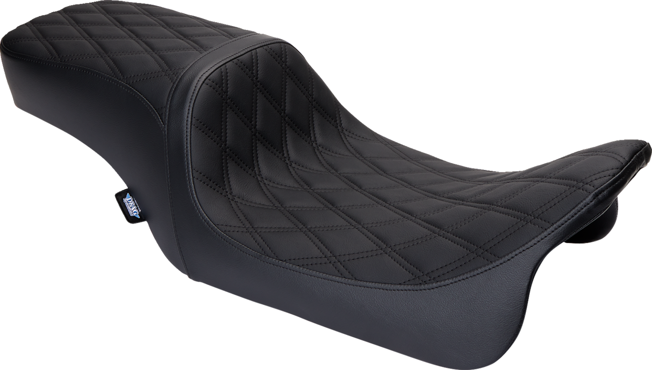 DRAG SPECIALTIES SEATS Predator 2-Up Seat - Vinyl - Double Diamond Black Stitch - w/o Backrest - FL '08-'23 0801-1490