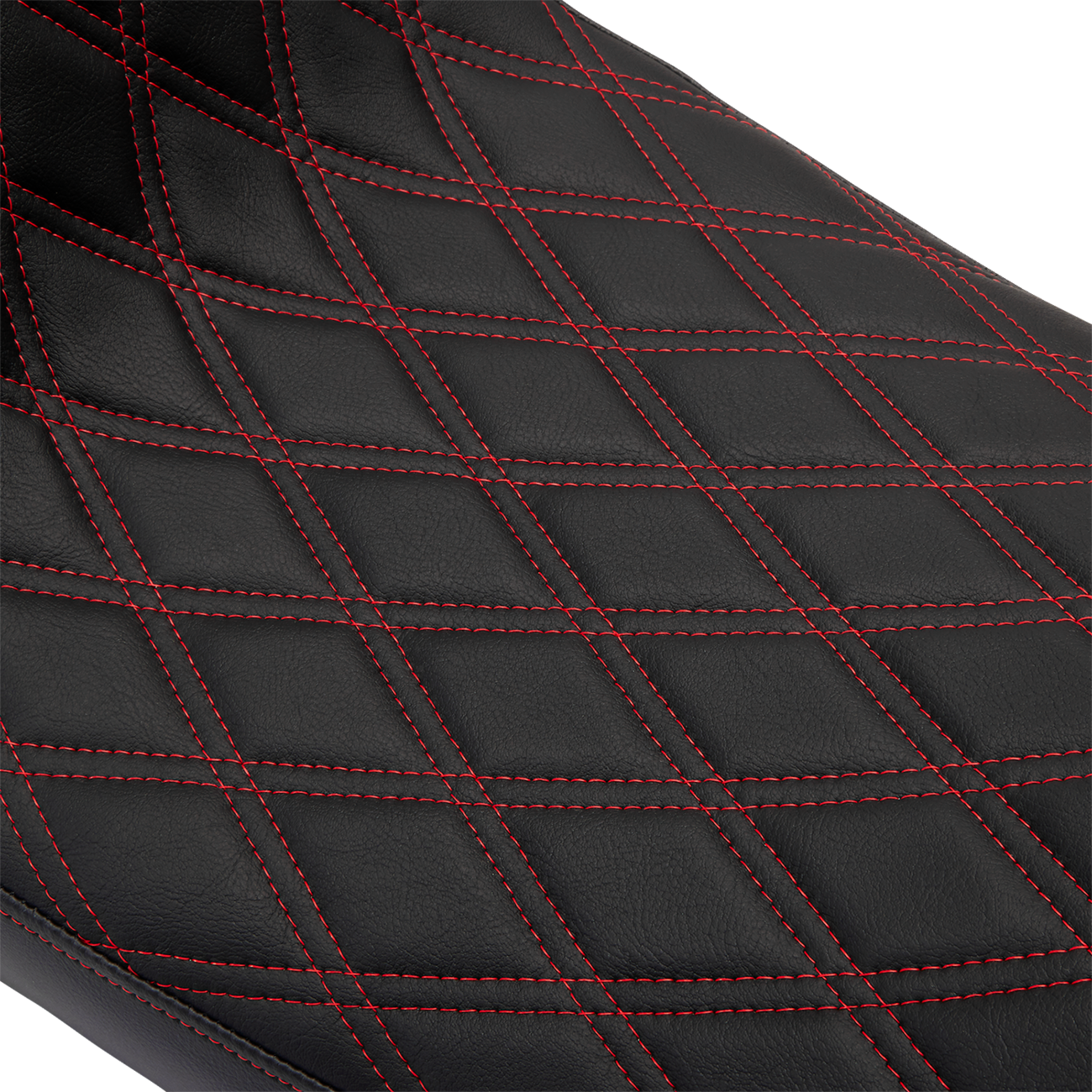 DRAG SPECIALTIES SEATS Predator 2-Up Seat - Vinyl - Double Diamond Red Stitch - w/o Backrest - FL '08-'23 0801-1494