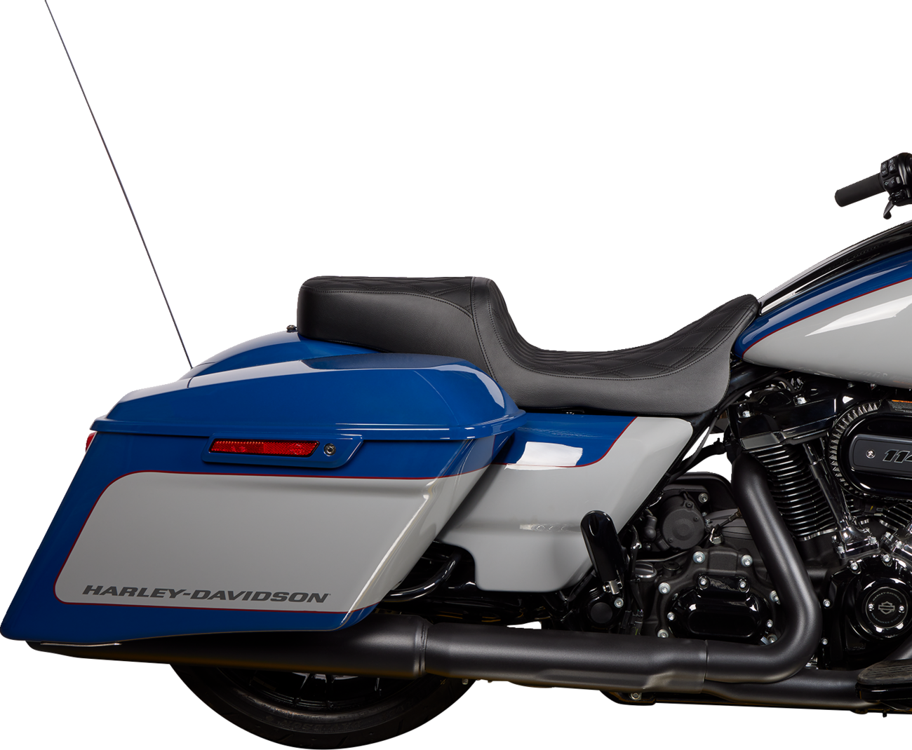 DRAG SPECIALTIES SEATS Predator 2-Up Seat - Vinyl - Double Diamond Black Stitch - w/o Backrest - FL '08-'23 0801-1490