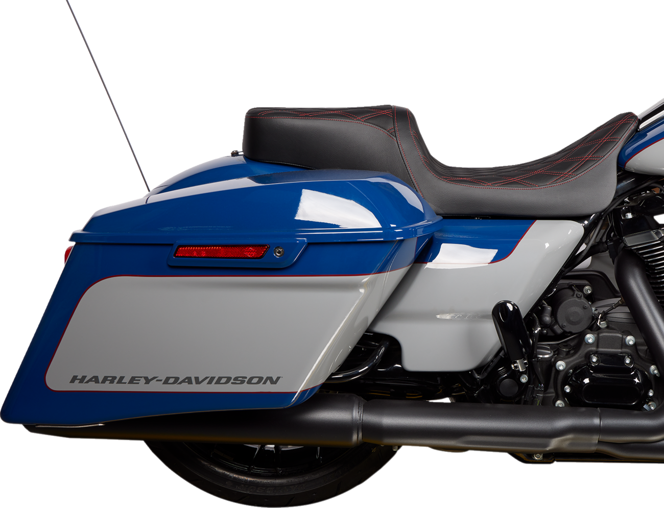 DRAG SPECIALTIES SEATS Predator 2-Up Seat - Vinyl - Double Diamond Red Stitch - w/o Backrest - FL '08-'23 0801-1494