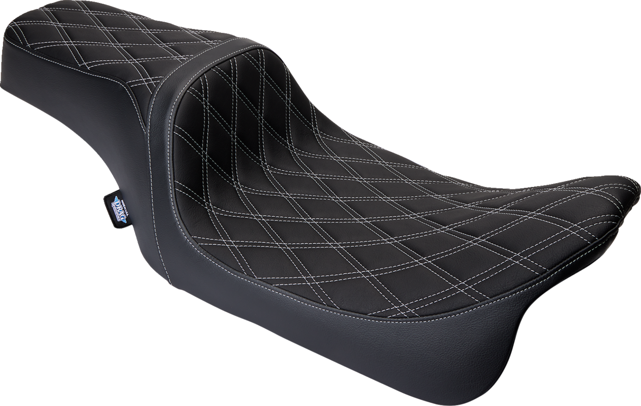 DRAG SPECIALTIES SEATS Predator 1Up Seat - Vinyl - Double Diamond Silver Stitch - FLH '08-'23 08011489